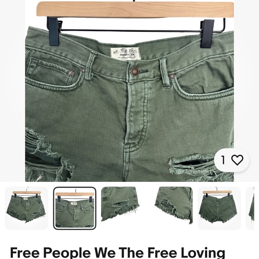 Free People army green cut off jean shorts